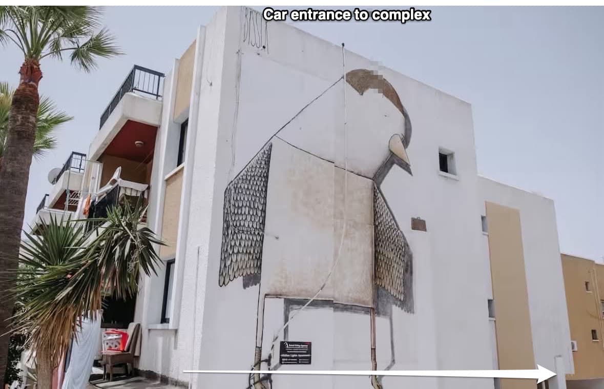 Bird mural at the complex car park entrance